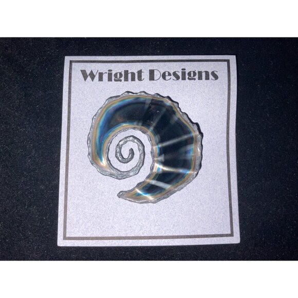 Sea Shell Swirl Brooch 2 Inches Chrome-Plated Sheet Steel Hand-Cut David A Wrigh - Picture 1 of 2